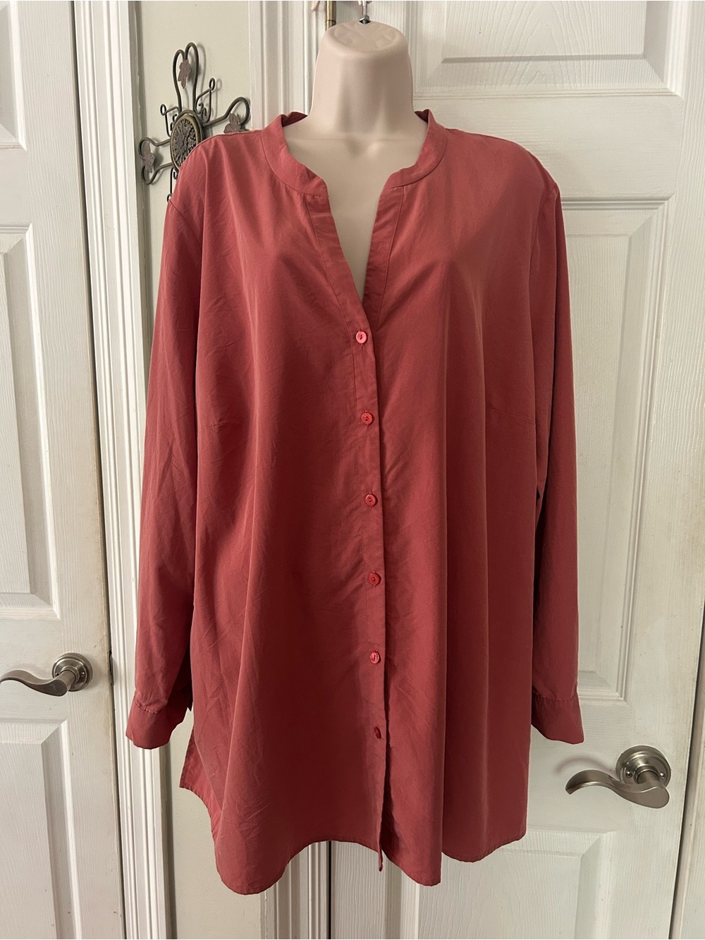 Eileen Fisher Women's Sandwashed Tencel Oversized Blouse PLUS Fall in Terracotta